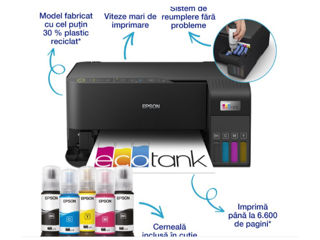 Multifunctional jet color Epson EcoTank L3550, A4, USB, Wi-Fi, AirPrint, Negru foto 6