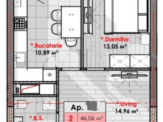 Apartament cu 1 cameră, 46 m², Râșcani, Chișinău