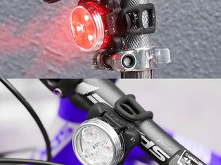 Lanterna bicicleta fata+spate bike light фонарик для велосипеда waterproof foto 2