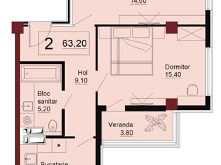 Apartament cu 2 camere, 63 m², Telecentru, Chișinău foto 2