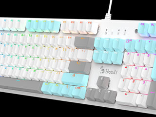 Gaming Keyboard Bloody S510R, Mechanical, BLMS Switch Red, Double-Shot Keycaps, EN/RU, White, USB foto 4