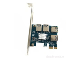 ID-175: PCI-Express x1 to 4 USB - PCI E adapter Multiplier Card - Адаптер x1 на 4 USB Riser Card foto 1