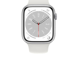 Apple Watch Series 8 GPS 45mm Silver Aluminum Case with White Sport Band foto 3