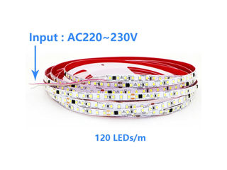 Bandă LED strălucitoare 220V, 12 W/m, 2835, 10m, 1200 LED, 6500K Nou!!!    Bandă LED pentru 220 volț foto 4