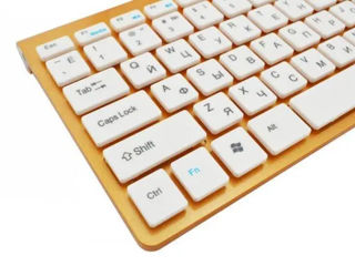 Комплект беспроводной клавиатура и мышь оптическая блютуз UKC 0902 для ПК, ноутбука Золотистая LVR foto 5