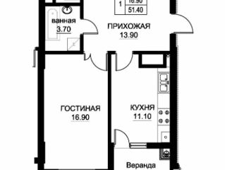 Apartament cu 1 cameră, 51 m², Buiucani, Chișinău