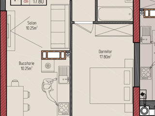 1-комнатная квартира, 48 м², Центр, Криуляны