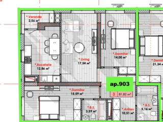 Apartament cu 3 camere, 82 m², Râșcani, Chișinău