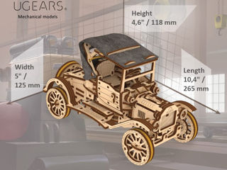 Puzzle 3D de mașini de epocă Kit de mașini cu acoperiș pliabil și motor functional cu 4 cilindri. foto 2