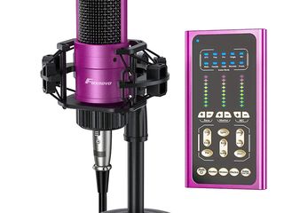Usb podcast microphone with sound mixer, foxnovo sound card for studio microfon  микрофоны foto 1