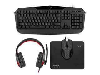 SVEN GS-4300 RGB Gaming Set, Keyboard+Mouse+MousePad+Headset, Black