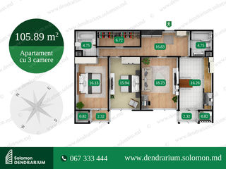 Apartament cu 3 camere, 106mp, complex premium SolomonDendrarium,Centru, parc, parcare subterana. foto 3