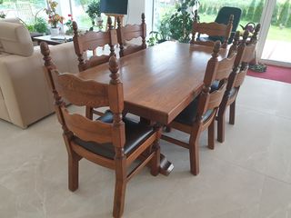 Masa cu 6 scaune,lemn masiv. foto 4