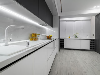 Bucătărie liniară în stil modern, Rimobel, MDF vopsit lucios, culoare Alb foto 4