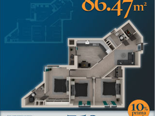 3-х комнатная квартира, 80 м², Старая Почта, Кишинёв