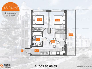 Apartament cu 2 camere, 47 m², Centru, Ialoveni foto 3