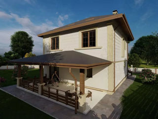 Casă de locuit individuală cu 2 niveluri / P+E / stil neoclasic / 140.45m2 / proiecte / 3D /arhitect foto 3