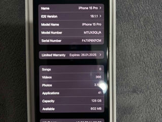 iPhone 15 Pro Natural Titan 128Gb stare ca nou, cu cutie și acte foto 4