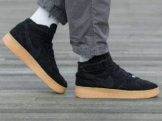 Nike Air Force 1 High Suede Black Gum cu blana / с мехом foto 9