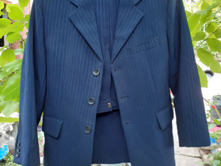 Продам новый синий костюм в полоску S. Westward, 32 размер. Длина рукава 51 см. Длина брюк 84 см.