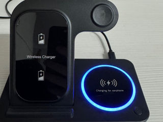 incarcator wireless pentru telefon ceas si casti foto 1