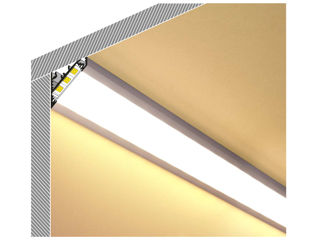 Profil din aluminiu de colt CORNER 27 pentru banda LED - anodizat 2 metri - set complet Profilul LED foto 4