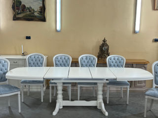 Masa alba cu 8 scaune,produs din lemn, Белый стол с 8 стульями, деревянное изделие, foto 4