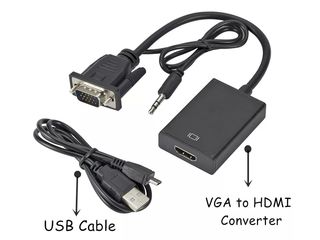 Кабель-переходник адаптер VGA to HDMI +audio+ доп питание foto 2