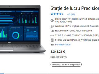 Dell Precision Workstation 3581 Intel Core i9-13900H cu vPro Enterprise (24 MB cache, 14 nuclee, 20 foto 4