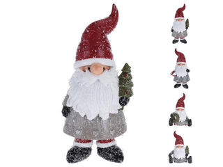 Figurina "Mos Craciun Inzapezit" In Picioare 17Cm/Asezat 13Cm
