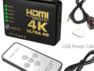 5 каналов. 4k HDMI адаптер, коммутатор, сплиттер. foto 4