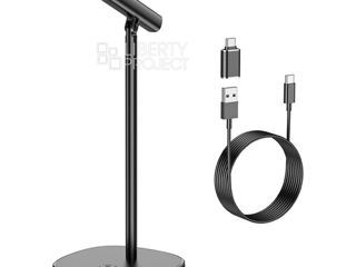 Микрофон HOCO L16 Mike настольный, USB/USB-C/3.5мм, 2м (черный) foto 7