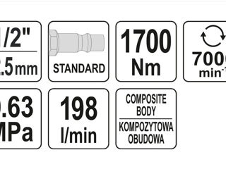 YT-09544 Гайковерт пневматический 1/2" 1700 Nм "Yato" foto 4
