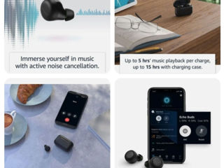 Căști Bluetooth Amazon Echo Buds - Negru foto 2