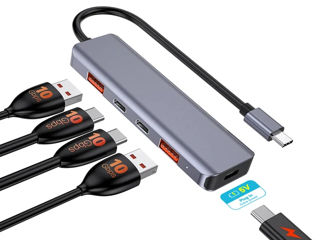 USB Hub 2 type-C, 2 USB + 5V Plug Extra Power foto 2