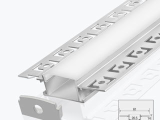Profil din aluminiu pentru bandă LED incastrat rigips, panlight, profil LED incastrat sub tencuiala foto 2
