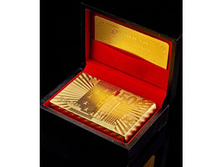 Set cărți de joc din plastic 999.9 GOLD Exclusiv într-o cutie de lemn  Visul împlinit al jucătorilo