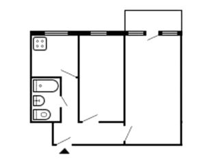 2-х комнатная квартира, 44 м², Ботаника, Кишинёв