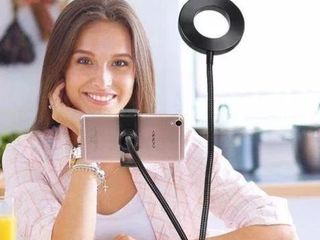 Держатель для телефона с LED подсветкой кольцо на прищепке/ lampă inelara cu suport pentru telefon foto 2