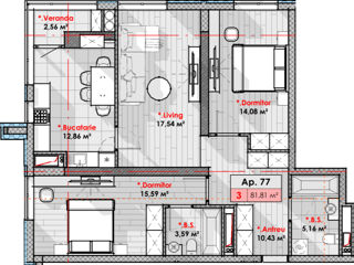 Apartament cu 3 camere, 82 m², Râșcani, Chișinău foto 2