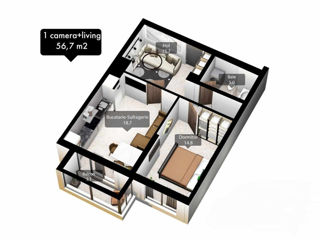 Apartament cu 2 camere, 56 m², Poșta Veche, Chișinău foto 3