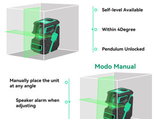 Excited work ew-ls16-g 2d cross-line laser level self-leveling 2x360 8-line green beam foto 3