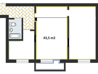 Apartament cu 2 camere, 43 m², Râșcani, Chișinău