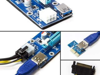 Gpu Pci-e Riser Ver 006c 6pin Connector Pcie Express X1 To X16 Riser Card Usb 3.0 Graphics Extension foto 6