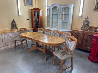 Masa ovala cu 6 scaune,din lemn, Стол овальный с 6 стульями, деревянный, foto 3
