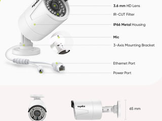 Sannce Poe - 2 camere cctv 3mp acasă în aer liber foto 3