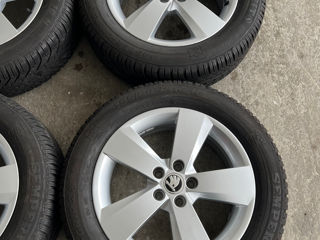 5x100 R16 Skoda cu anvelope 195/60 R16 Semperit foto 3