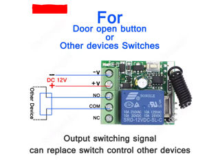 Releu 12V DC 1 canal Telecomandă RF fără fir Comutator Transmițător Receptor Telecomandă 433MHz Rele foto 4