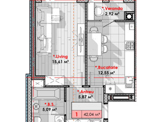 Apartament cu 1 cameră, 42 m², Telecentru, Chișinău foto 3