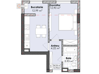 Apartament cu 1 cameră, 39 m², Periferie, Codru, Chișinău mun. foto 3